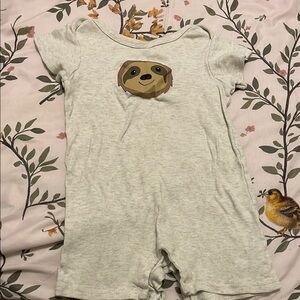 HBCali Gray Knit Bodysuit with Sloth Design